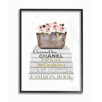 Tuphell Industries Fashion Designer Pink Flower Booktack Book Bhild White Awterlor Rramed Wall Art од Аманда Гринвуд