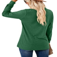 Колиша Женска Туника Блуза Маица Со Долги Ракави В Врвови На Вратот Лабава Празнична Еднобојна Пуловер Црно Зелена XL