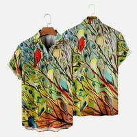 вендунид поло маици за мажи Машки Летен Моден Одмор Дигитална Печатена Кошула Топ Блуза Сина XL