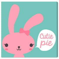 Wynwood Studio 'Cutie Pie' Animalивотни wallидни уметнички платно печатење - розова, зелена, 30 30
