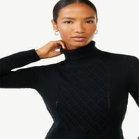 Исечете го женскиот кабелски плетен џемпер со долги ракави, големини XS-XXL