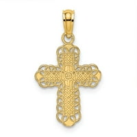 Накит 14к Жолт Златен Крст Со Цврст Центар И Приврзок Од Тантела
