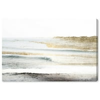 Студио Винвуд Студио Наутичко и крајбрежно wallидно уметноста на плажата „Пејзаж на плажа бел“ крајбрежен - злато, бело