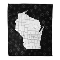 Фрли Ќебе Топло Пријатно Печатење Фланелен Апстрактна Карта На Висконсин Америка Црна Картографија Божиќ Округот Федерални Удобно