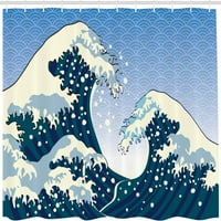 Јапонски Бран Туш Завеса, Далечниот Исток Сликарство Океанска Бура Тема Цунами Ветер Вода Уметнички Дела, Ткаенина Бања Декор