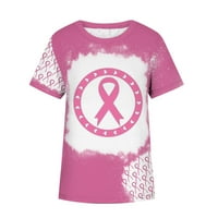 Подароци За Рак На дојка За Жени Мода Жена Каузално Печатење Со Кружен Врат Блуза Маица Со Кратки Ракави Летни Врвови