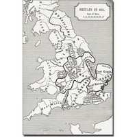 Трговска марка уметност „Карта на Велика Британија во 634“ платно уметност