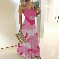 Лесни Фустани За Жени Печатење Обични Женски Фустани Пролет Топло Розова 5XL