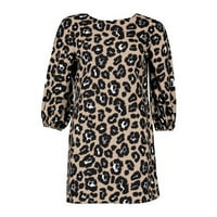 uublik жени мода леопард печати лабав фустан за ракав за фустан
