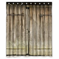 Гроздобер кафеава дрвена врата заклучена Водоотпорна Полиестерска Ткаенина Големина На Туш Завеса