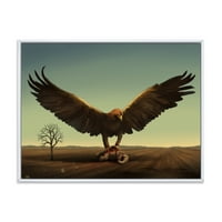 DesignArt 'Отворени крилја Рок Птица во дивината ’фарма куќа врамена платно wallидна уметност печатење