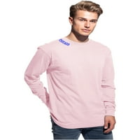 Daxton Premium Chicago Men долги ракави маица ултра мека средна тежина памук, светло розово мета кралски букви мали