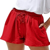 Lumento жени памучни постелнини кратки панталони со високи половини летни шорцеви на плажа со џебови