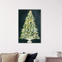 Празници за празници на Винвуд Студио и сезонски wallидни уметности „новогодишна елка 2“ - зелена, бела боја