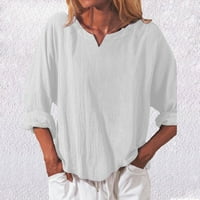 Удобни Облечени Врвови Од Туника За Носење Со Хеланки Плус Големина Блузи За Жени Лелеава Селска Блуза Долга Кошула V-Врат Цврсти