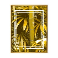 DesignArt 'Тропски лисја и жолт бамбус' Тропски врамен платно wallидна уметност печатење