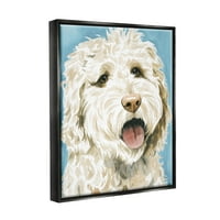 Tuphely Industries Среќна бушава кучиња портрет сликарство etет црно лебдечки платно печатење wallидна уметност, дизајн по Грејс