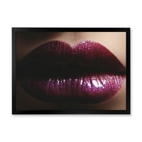DesignArt „Зголемување на жената на женските усни со сјај“ модерна врамена уметничка печатење