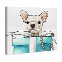 Wynwood Studio Fashion and Glam Wall Art Canvas Prints 'Fancy Jewel Puppy' мода - сина, бела