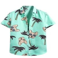 Секси Танц Машки Блузи Маица Со Кратки Ракави Копче Надолу Летни Кошули Хавајска Блуза Секојдневно Носете Ја Зелената
