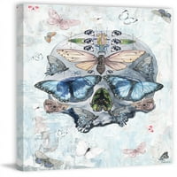 Parvez Taj Облачен половина череп за пеперутка Сликарство печатење на завиткано платно