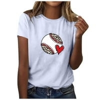 Летни Секојдневни Врвови За Денот На Жената Срцето На Мајката Бејзбол Графичка Маица Краток Ракав Екипажот Вратот Блуза Врвот Маици