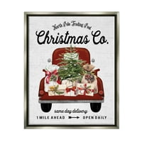 Sulpell Industries North Pole Christmas Co. Sign Graphic Art Luster Grey Floating Rramed Canvas Print wallид уметност, дизајн