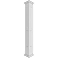 Ekena Millwork 12 W 9'H Craftsman Classic Square Non-Tapered, Double Greated Panel PVC Column Kit, Crown Capital & Crown Base