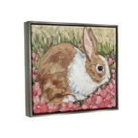 Tuphel Bunny Pink Spring Blossoms Animals & Insects сликање сив пловиј врамен уметнички печатен wallид уметност