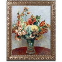 Трговска марка ликовна уметност Цвеќиња во вазна, 1898 платно уметност од Пјер Реноар, златна украсна рамка