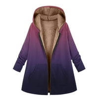 јакна хаксмноу женски крзно обложено со крзно лабаво палто во боја на градиент плус големина виолетова м