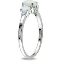Карат Т.Г.В. Опал и дијамант-акцент 10kt бело злато три камен прстен