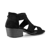 Перфорирани чизми за блок -потпетици на отворени пети во црно