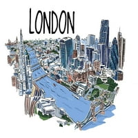 Керамичка кригла Фл Оз, Лондон, Англија, Ситискејп, цртање на линија, машина за миење садови и микробранови безбедни