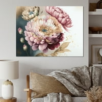 DesignArt розови и златни цвеќиња од зинија, јас платно wallидна уметност